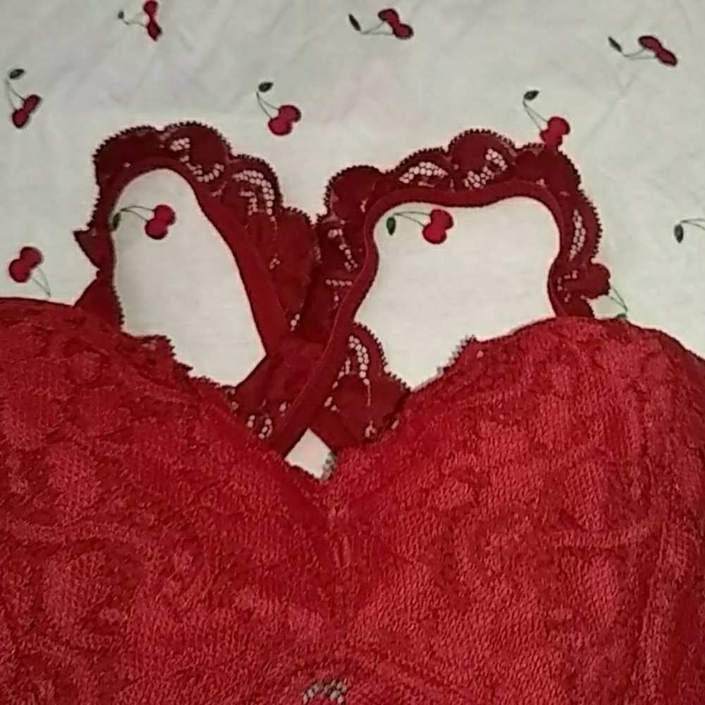 red bralette